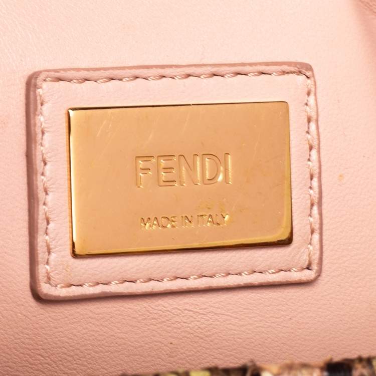 Pre Owned Fendi Tri Color Python Medium Peekaboo Top Handle Bag