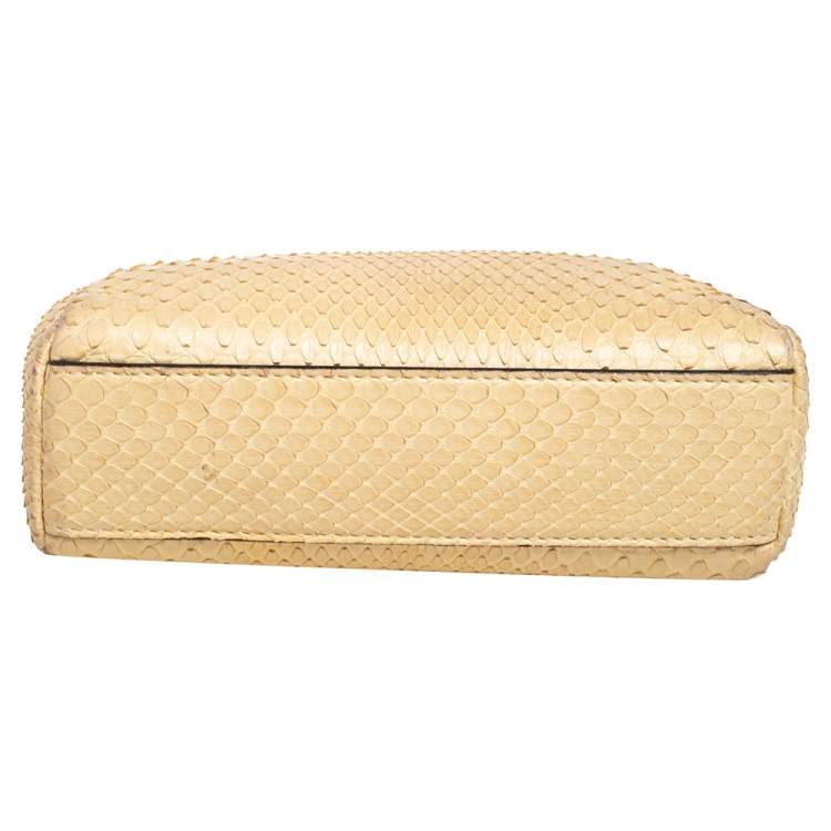 Pre Owned Fendi Cream Python Micro Peekaboo Crossbody Bag
