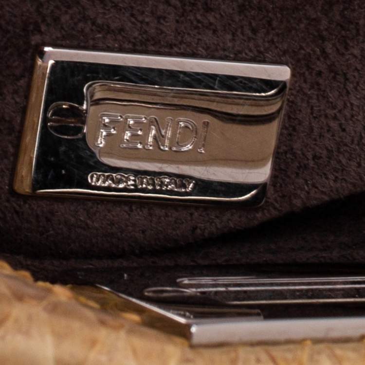 Pre Owned Fendi Cream Python Micro Peekaboo Crossbody Bag
