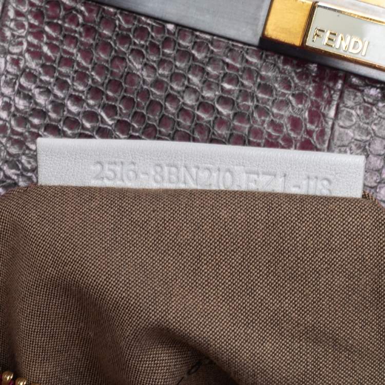 Pre Owned Fendi White Leather And Python Lining Large Peekaboo Top Handle Bag