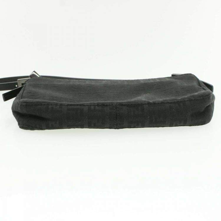Pre Owned Fendi Black Zucchino Canvas Mini Pochette Bag