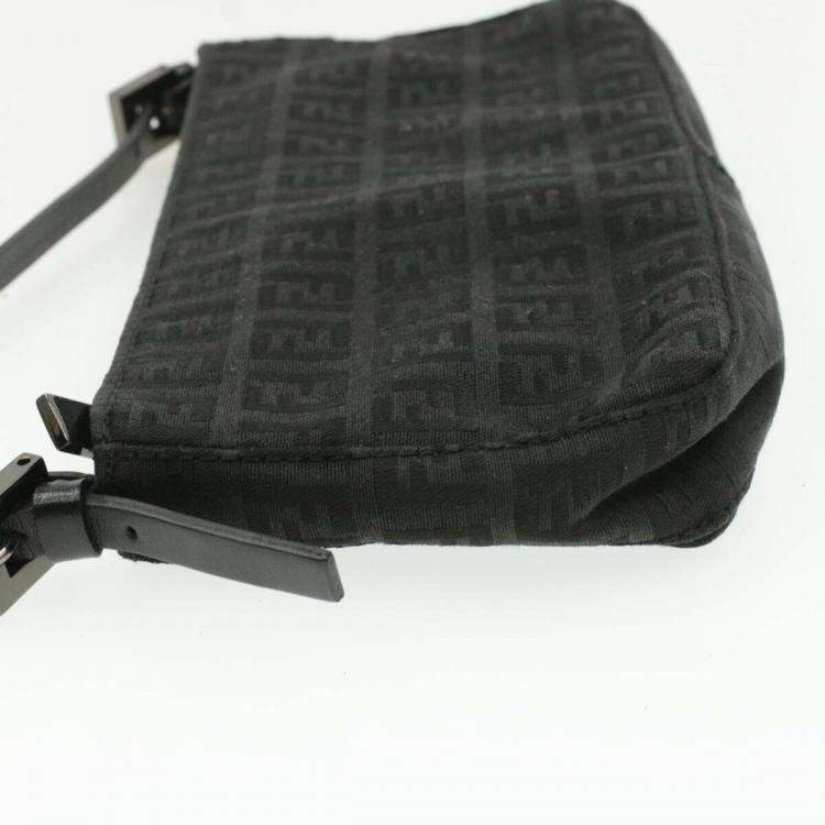 Pre Owned Fendi Black Zucchino Canvas Mini Pochette Bag