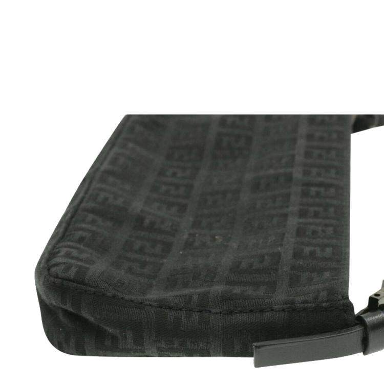 Pre Owned Fendi Black Zucchino Canvas Mini Pochette Bag