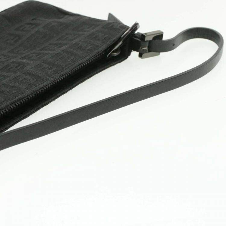 Pre Owned Fendi Black Zucchino Canvas Mini Pochette Bag