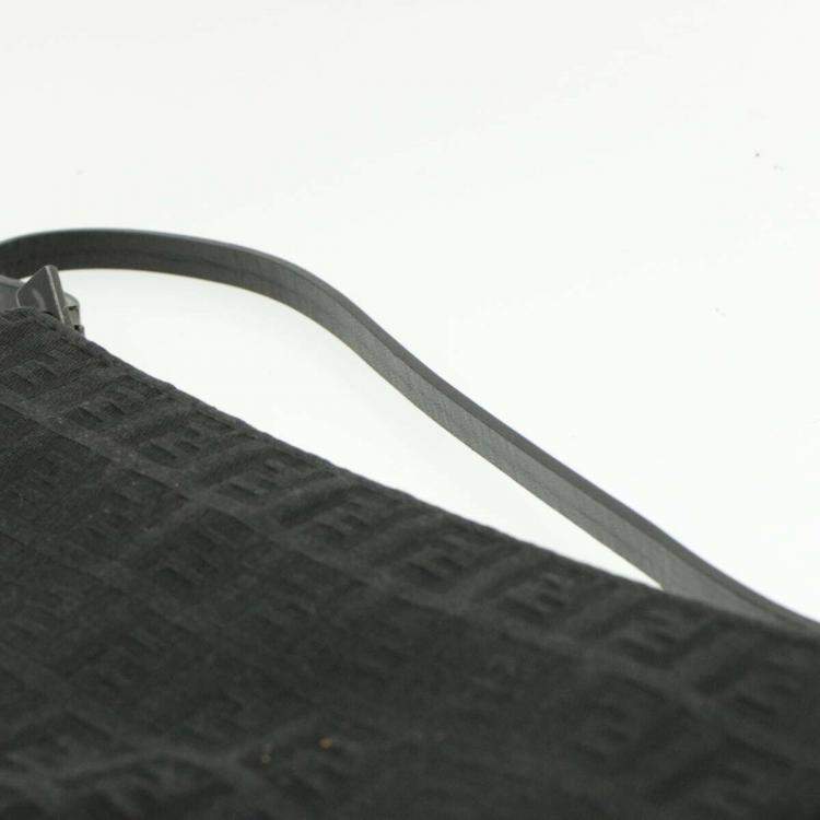 Pre Owned Fendi Black Zucchino Canvas Mini Pochette Bag