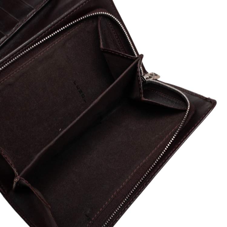 Pre Owned Fendi Tobacco Zucca Canvas and Leather Trim Flap Wallet