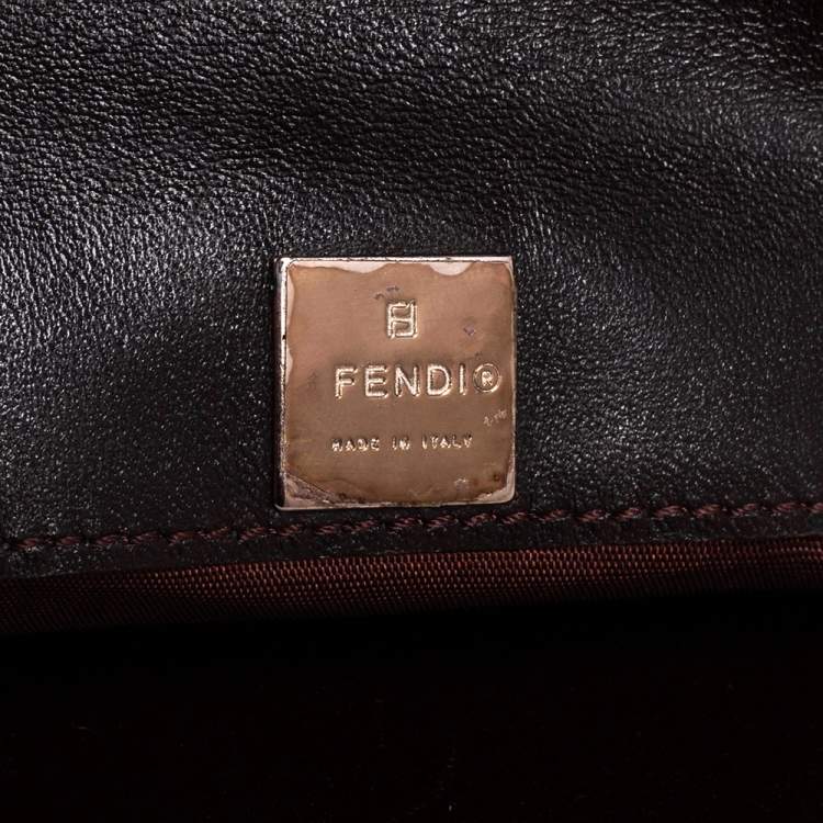 Pre Owned Fendi Tobacco Zucca Canvas and Leather Trim Flap Wallet