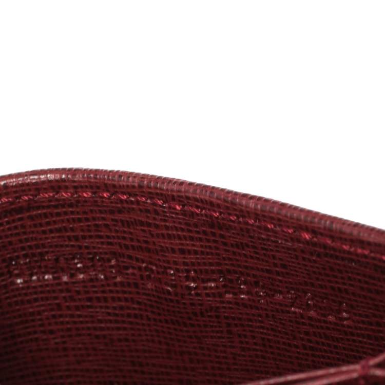 Pre Owned Fendi Dark Red Leather Elite Accordion Card Case