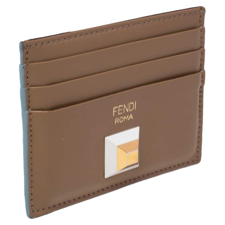 مملوكة مسبقًا Fendi Multicolor Leather Rainbow Stud Card Holder