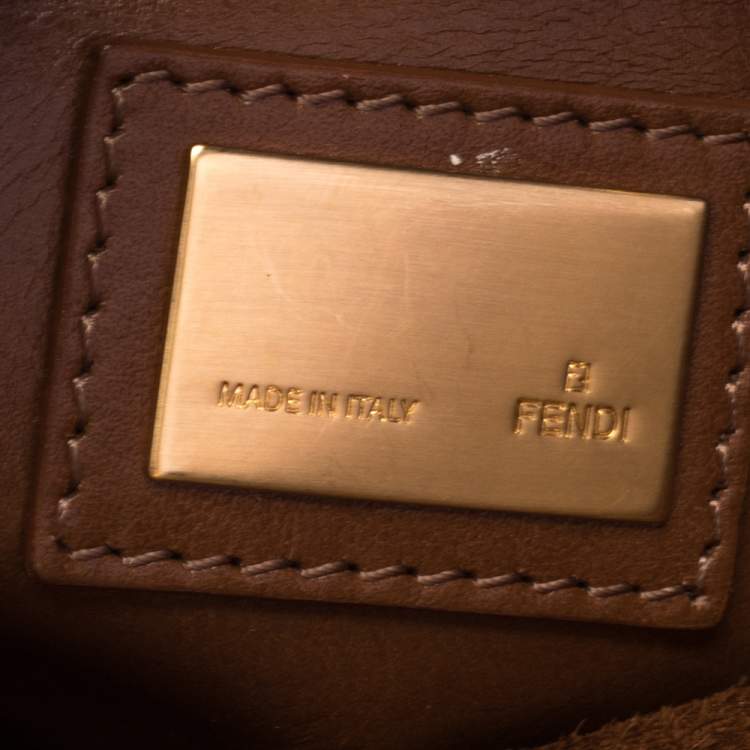 Pre Owned Fendi Brown Leather Medium Peekaboo Top Handle Bag