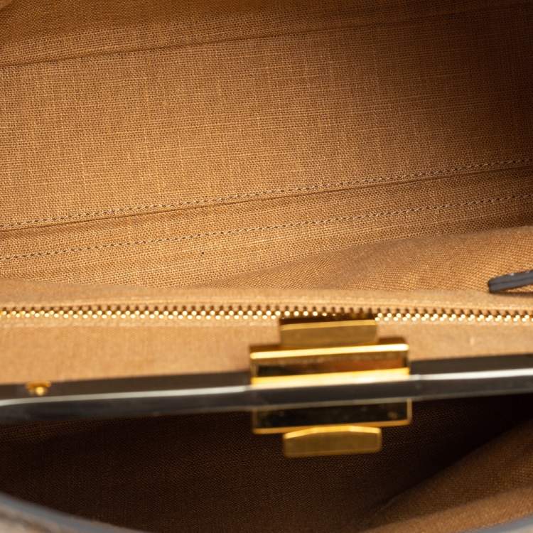 مملوكة مسبقًا Fendi Gold Selleria Leather Large Peekaboo Top Handle Bag