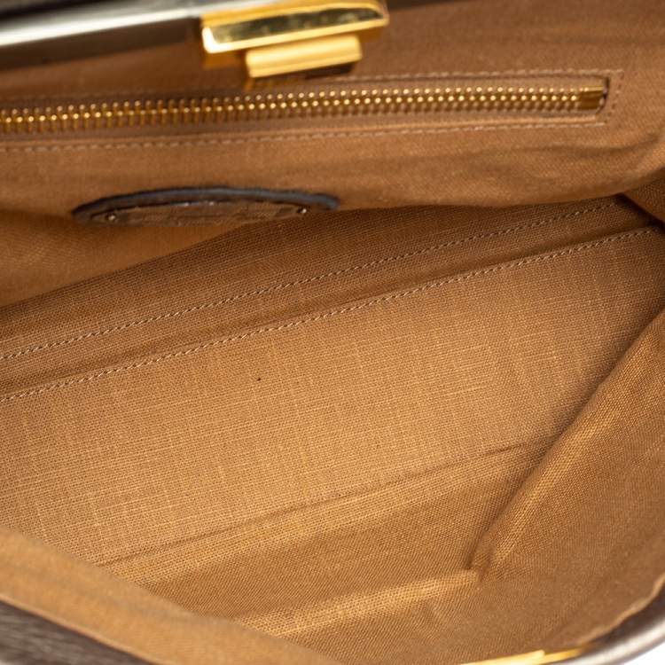 مملوكة مسبقًا Fendi Gold Selleria Leather Large Peekaboo Top Handle Bag