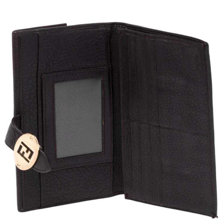 Pre Owned Fendi Tobacco Zucca Canvas and Leather Flap Continental Wallet