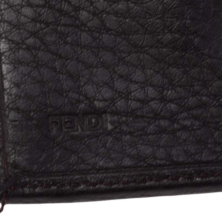 Pre Owned Fendi Tobacco Zucca Canvas and Leather Flap Continental Wallet