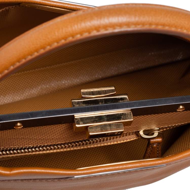 مملوكة مسبقًا Fendi Tan Leather Small Peekaboo Top Handle Bag