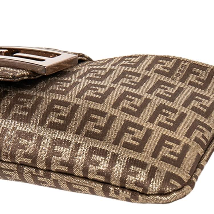 Pre Owned Fendi Gold Zucca Canvas Mama Baguette Bag