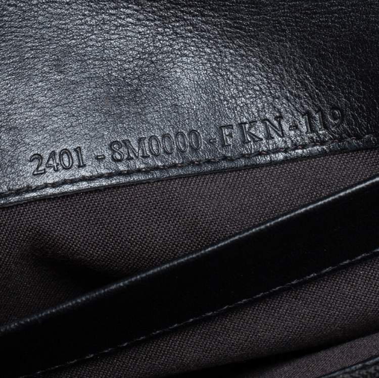 Pre Owned Fendi Brown/Black Pequin Stripe Canvas and Leather Flap Continental Wallet