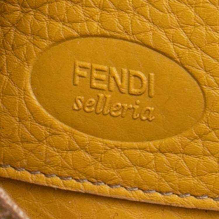 مملوكة مسبقًا Fendi Yellow Leather Selleria Zip Around Wallet
