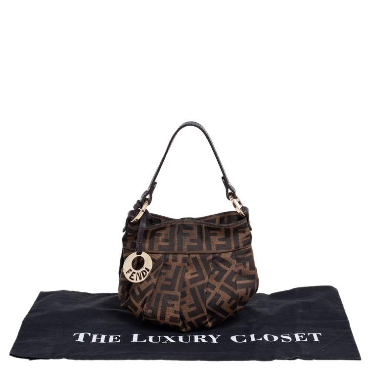 Pre Owned Fendi Tobacco Zucca Canvas and Leather Mini Chef Bag