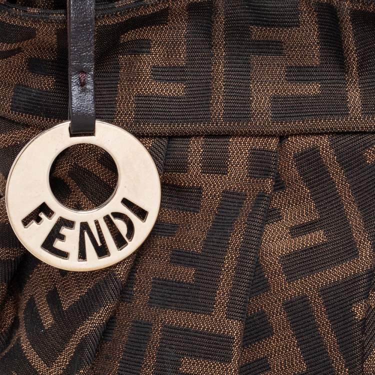 Pre Owned Fendi Tobacco Zucca Canvas and Leather Mini Chef Bag