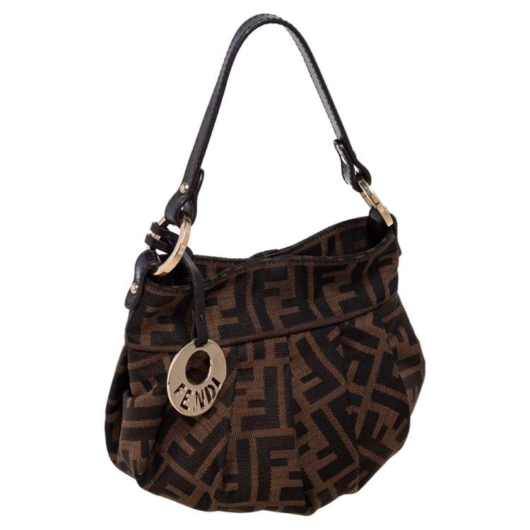 Pre Owned Fendi Tobacco Zucca Canvas and Leather Mini Chef Bag