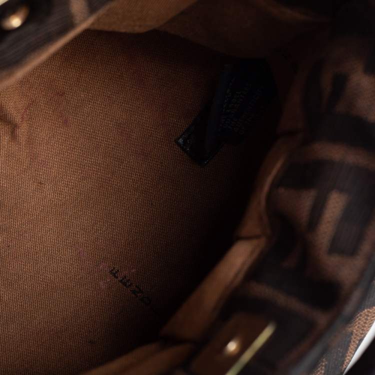 Pre Owned Fendi Tobacco Zucca Canvas and Leather Mini Chef Bag