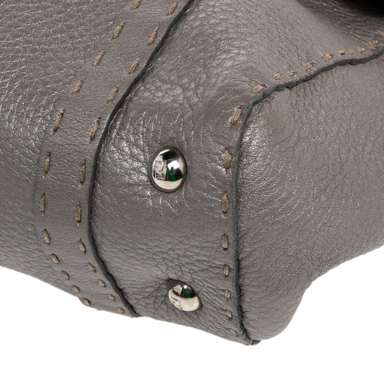 Pre Owned Fendi Grey Leather Linda Bag