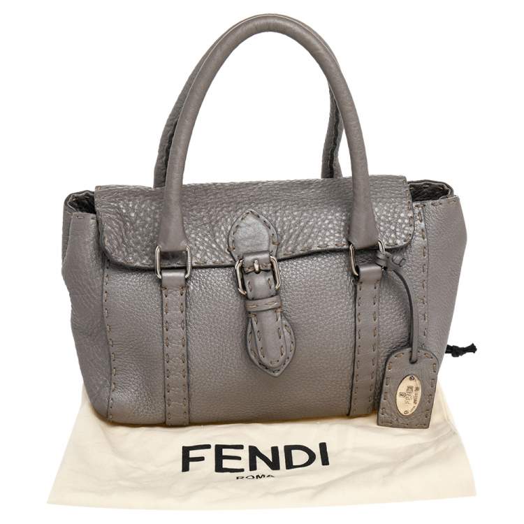 Pre Owned Fendi Grey Leather Linda Bag