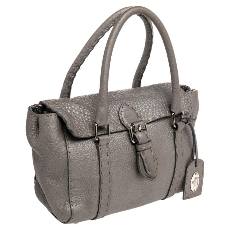 Pre Owned Fendi Grey Leather Linda Bag
