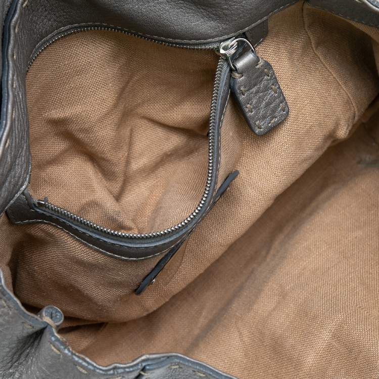 Pre Owned Fendi Grey Leather Linda Bag