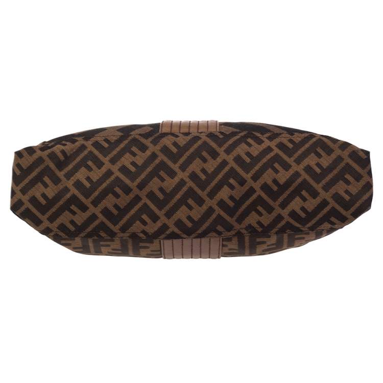 Pre Owned Fendi Tobacco Zucca Canvas and Leather Maxi Baguette Flap Shoulder Bag
