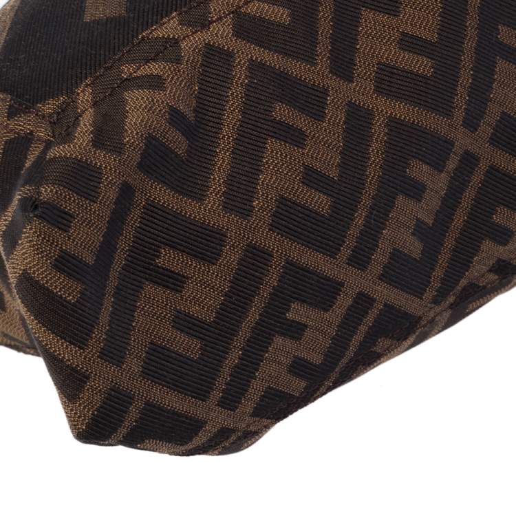 Pre Owned Fendi Tobacco Zucca Canvas and Leather Maxi Baguette Flap Shoulder Bag