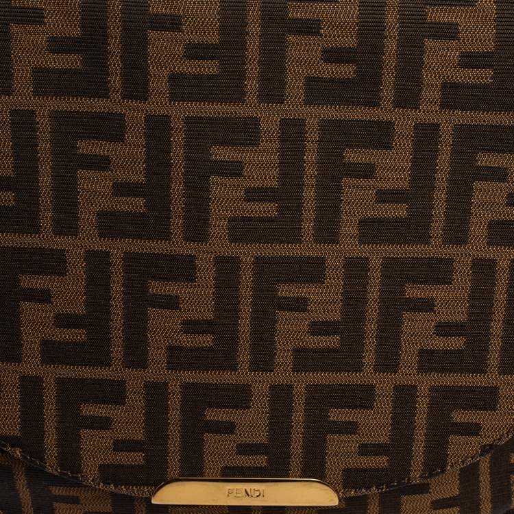 Pre Owned Fendi Tobacco Zucca Canvas and Leather Flap Crossbody Bag