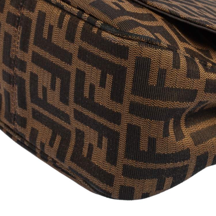 Pre Owned Fendi Tobacco Zucca Canvas and Leather Flap Crossbody Bag