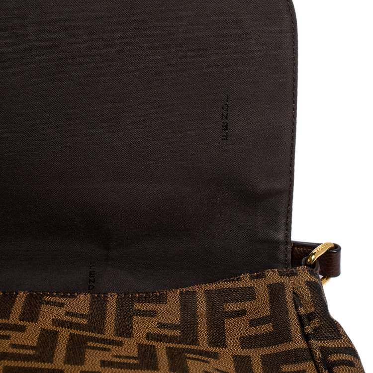 Pre Owned Fendi Tobacco Zucca Canvas and Leather Flap Crossbody Bag