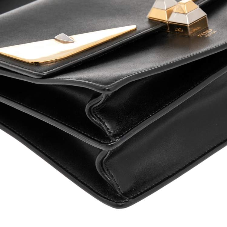 Pre Owned Fendi Black Leather Bugs Kan I Top Handle Bag