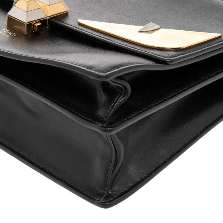 Pre Owned Fendi Black Leather Bugs Kan I Top Handle Bag