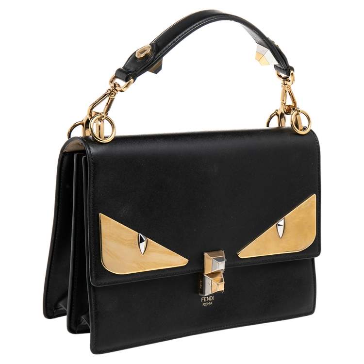 Pre Owned Fendi Black Leather Bugs Kan I Top Handle Bag