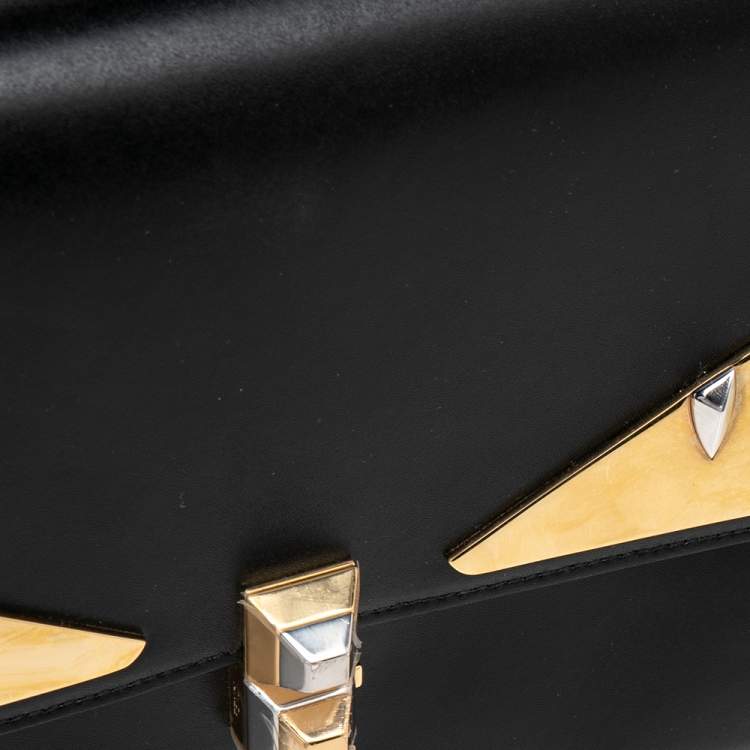 Pre Owned Fendi Black Leather Bugs Kan I Top Handle Bag