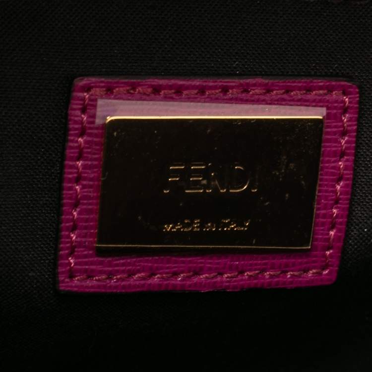 Pre Owned Fendi Brown/Pink Canvas And Leather Small Demi Jour Top Handle Bag