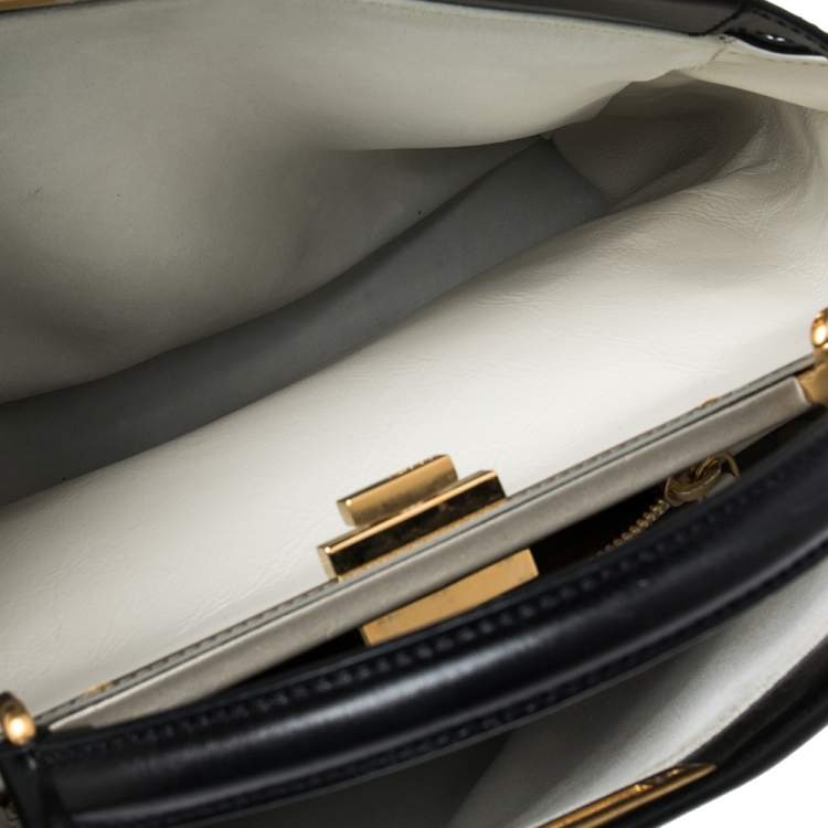 مملوكة مسبقًا Fendi Green/Black Canvas and Leather Beaded Large Peekaboo Top Handle Bag