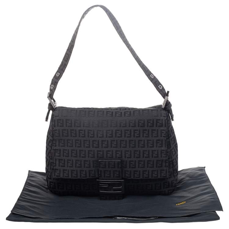 Pre Owned Fendi Black Zucchino Print Canvas Pochette Bag