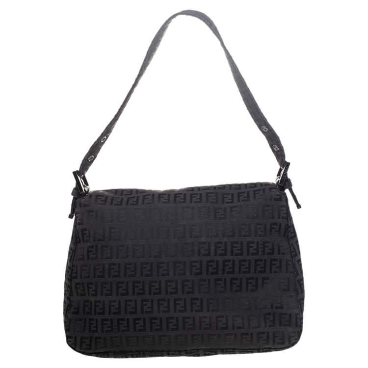 Pre Owned Fendi Black Zucchino Print Canvas Pochette Bag