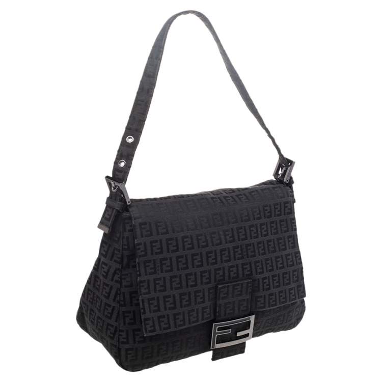 Pre Owned Fendi Black Zucchino Print Canvas Pochette Bag