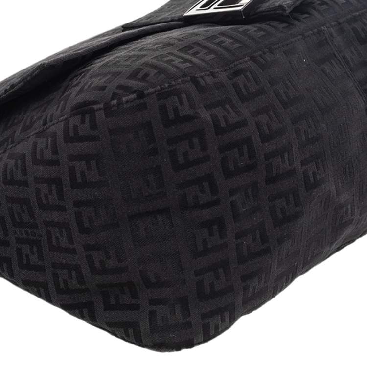 Pre Owned Fendi Black Zucchino Print Canvas Pochette Bag
