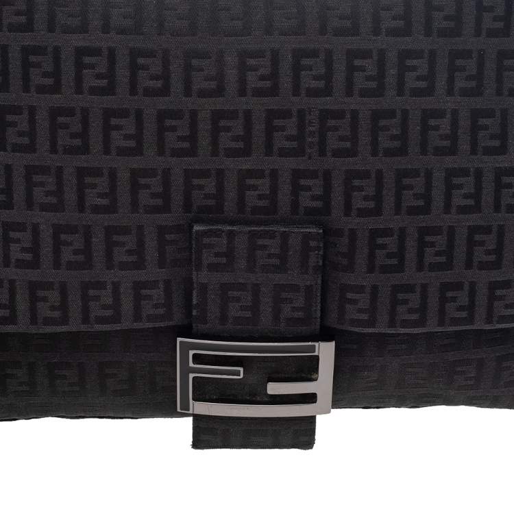 Pre Owned Fendi Black Zucchino Print Canvas Pochette Bag