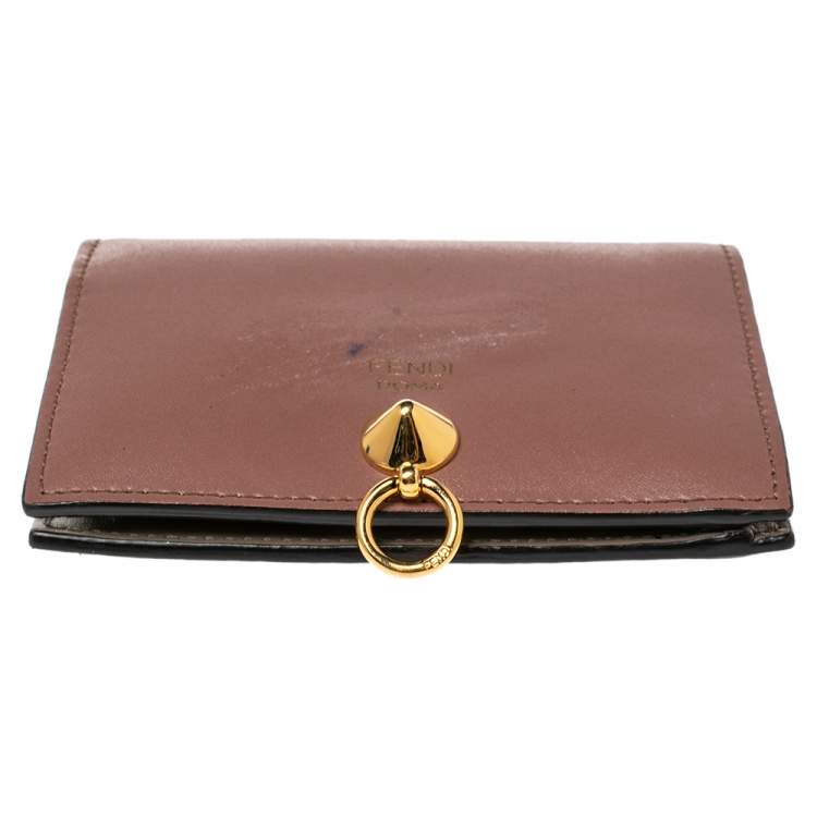 Pre Owned Fendi Old Rose Leather By The Way Bifold Wallet