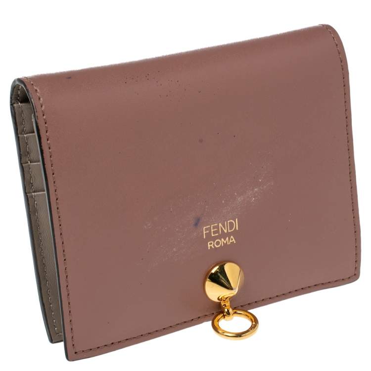 Pre Owned Fendi Old Rose Leather By The Way Bifold Wallet