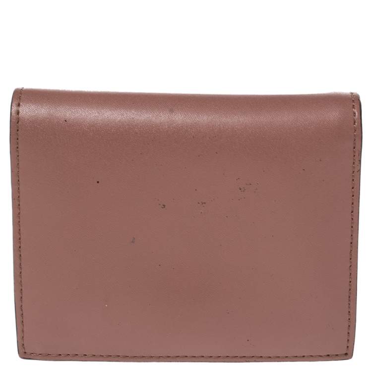Pre Owned Fendi Old Rose Leather By The Way Bifold Wallet