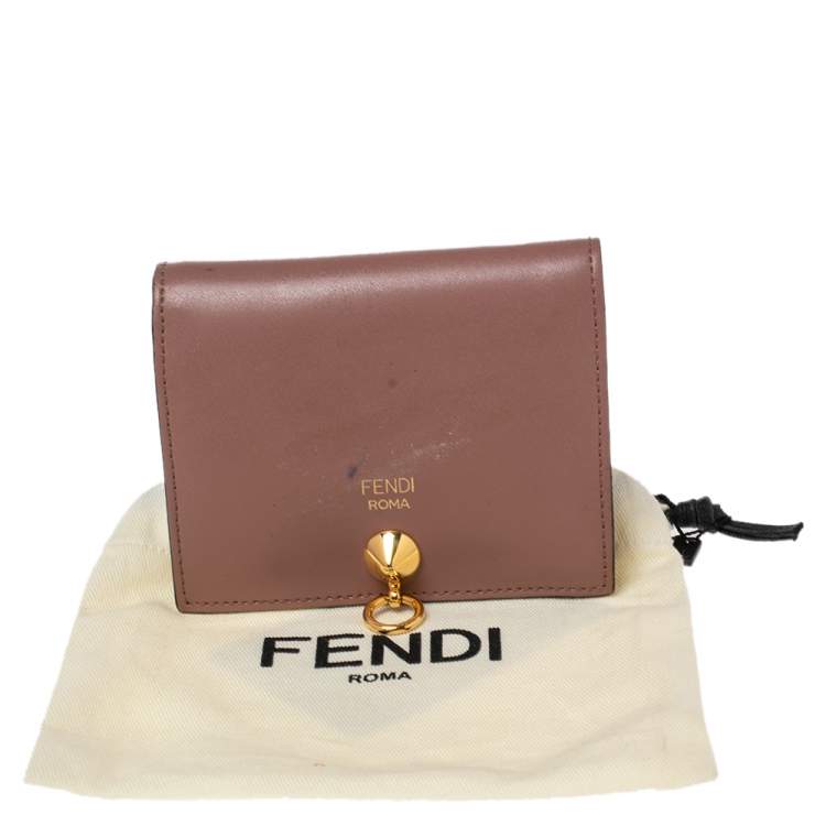 Pre Owned Fendi Old Rose Leather By The Way Bifold Wallet